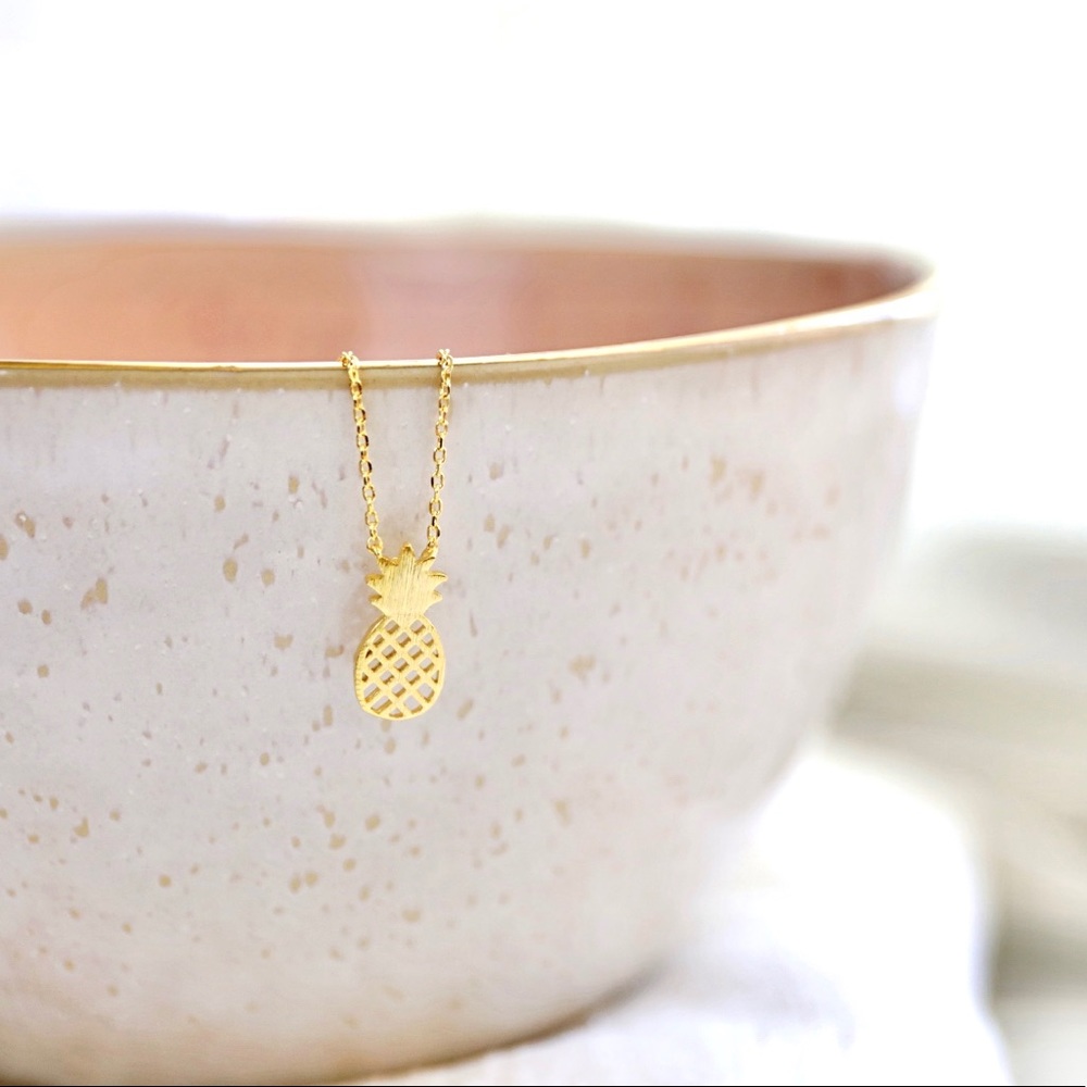 Dainty 18k Gold Plated Pineapple Necklace - Picture 3 of 5